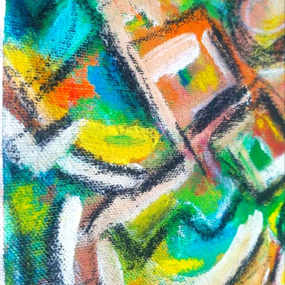 Original Abstract Painting Artwork Mixed Media Acrylic Charcoal Canvas - Picture 3 of 7